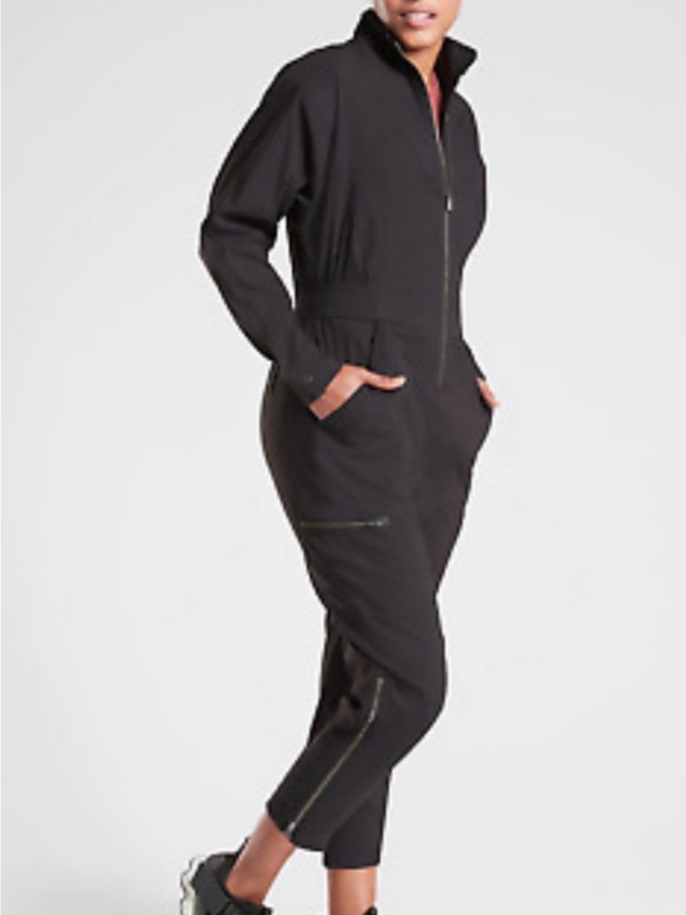 Athleta Black Long Utility Jacket with Full Zip